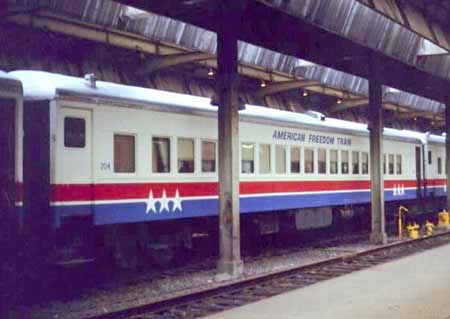 American Freedom Train Car 204 ex Reading 1332, Springmaid Special, Preamble Express, BC Rail Discovery