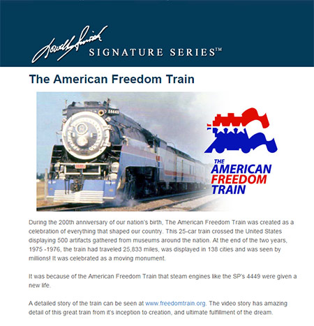 Lowell Smith Signature Series American Freedom Train in N Scale